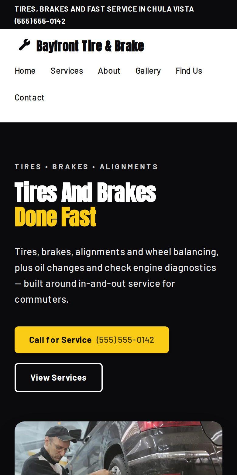 A generated auto repair website preview on a phone